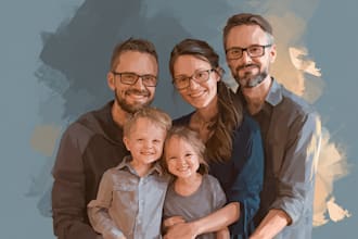 design deceased, memorial watercolor effect portrait