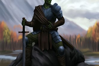 create dnd character design, concept art and illustration