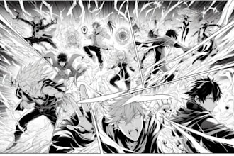 draw comic book page, manga comic illustration, comic book cover