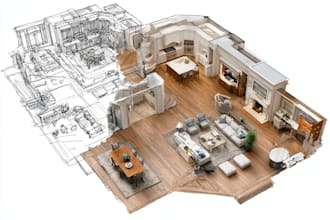 draw 2d floorplan through sketches, matterport tour