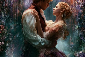 design illustrated romance book cover or ebook cover