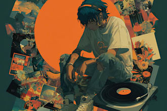 draw an anime or cartoon album cover art