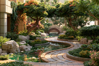 design landscape, terrace, backyard, pool, and patio