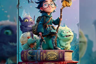 do cartoon book cover, children book cover design