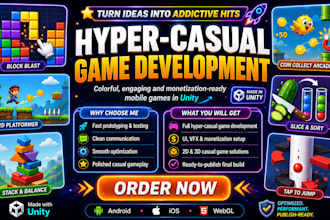 develop addictive hyper casual unity games for android and ios