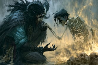make illustration in fantasy and medieval style