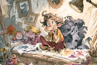 draw a full cartoon illustration
