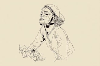 draw a detail vector line art illustrations