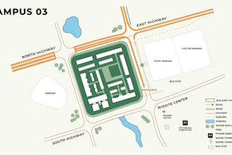 make professionally draw map illustration or site plan
