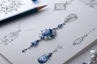 draw and design jewelry sketches with 2d