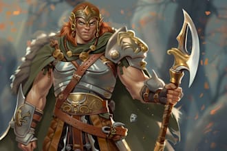 draw dnd character art, fantasy dnd character, illustration or concept art