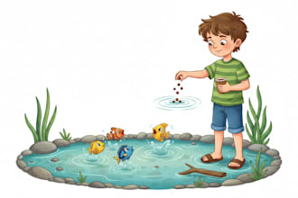 illustrate adorable children books with colorful custom storybook artwork