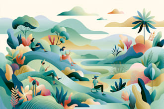 create a landscape and urban vector art illustration