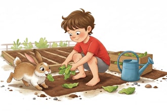 illustrate adorable children books with vibrant custom storybook artwork