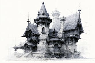 digital sketch architecture and interior design, concept art