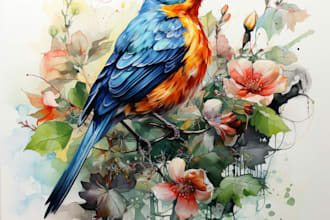 paint animals watercolor or digital illustration