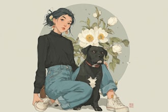 create a high quality custom pet vector portrait