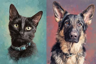 make custom pet portrait, dog , cat portrait in disney style