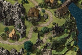 create a high quality fantasy map art