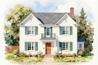 paint watercolor house portrait