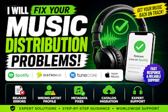 fix spotify, distrokid, tunecore and apple music distribution issues