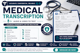 transcribe medical audio, video, podcasts, and youtube transcription