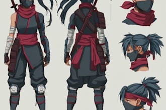 draw anime character design or reference sheet