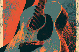 do vintage guitar poster festival retro music flyer design