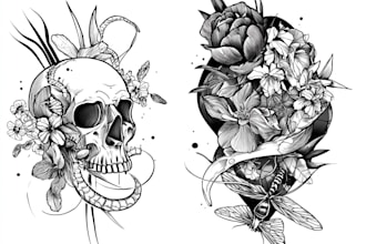 create a detailed japanese inspired tattoo design concept