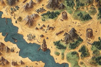 design a detailed fantasy world map with creative location