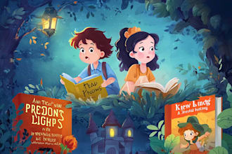 draw catchy children book cover art and illustration