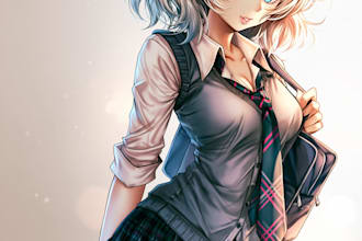 anime character an illustration and anime character