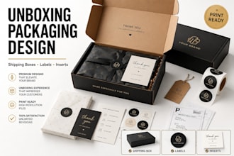 design unboxing experience packaging, shipping box and labels