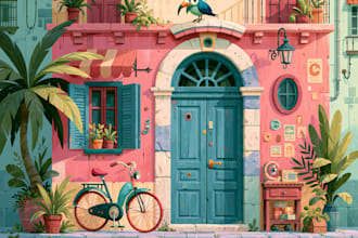 design custom 2d cartoon backgrounds, landscapes, and scene illustrations