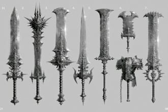 design unique game weapons illustrations
