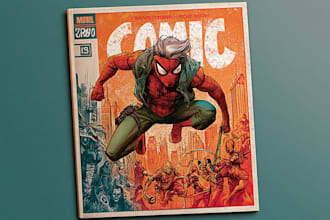 design cinematic comic book cover illustration