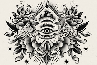 create custom minimalist fine line or geometric tattoo art