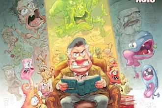 create a cartoon book or magazine cover
