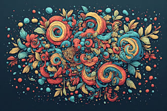 draw doodle wall art, mural and decal illustration