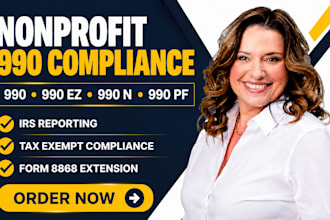 prepare and file irs form 990, 990 ez, 990 n, 990 pf and 8868 extension