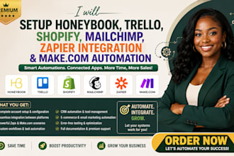 setup honeybook trello shopify mailchimp zapier integration make com automation