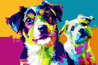 draw dog cat pet pop art and any animal portrait