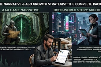 write immersive game story, lore and aso game description