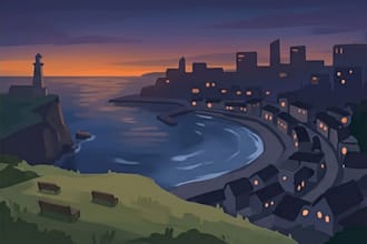 paint anime background and environment concept art