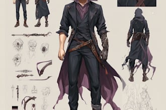 draw anime character reference sheet and character design