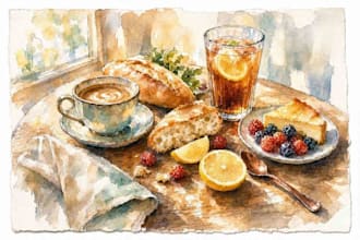 make an amazing food and drink watercolor illustration