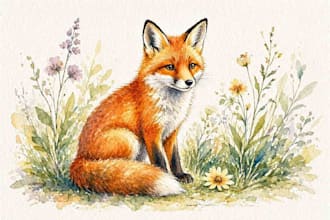 draw watercolor animal illustration art for you