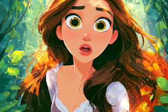 make a disney cartoon illustration