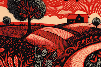 design a vintage linocut portrait illustration for you