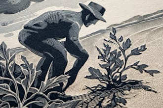 make a vintage linocut illustration portrait from your image